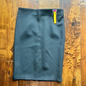 NWT Catherine Black Scuba Pencil Skirt with sexy gold zipper back
